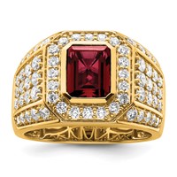 IBGoodman 10K Yellow Gold 1.88 Carat Lab Grown Diamond VS SI+ G+ and Lab Created Ruby Men's Ring view 1