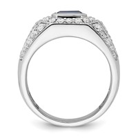 IBGoodman 10K White Gold 1.88 Carat Lab Grown Diamond VS SI+ G+ and Lab Created Blue Sapphire Men's Ring view 2