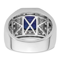 IBGoodman 10K White Gold 1.88 Carat Lab Grown Diamond VS SI+ G+ and Lab Created Blue Sapphire Men's Ring view 5