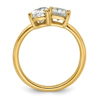 14K Yellow Gold YG Pear Radiant Two-stone Ring Mounting view 2