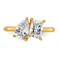 14K Yellow Gold YG Pear Radiant Two-stone Ring Mounting view 4