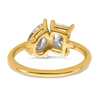 14K Yellow Gold YG Pear Radiant Two-stone Ring Mounting view 5
