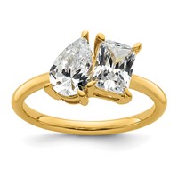 14K Yellow Gold YG Pear Radiant Two-stone Ring Mounting view 1