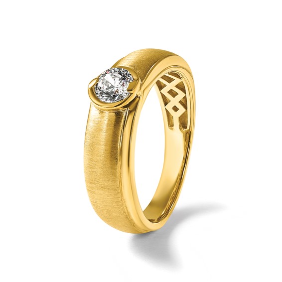 14k Polished and Satin Mens Wedding Band Mounting