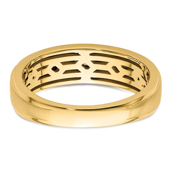 14k Grooved Complete Diamond Mens Wedding Band