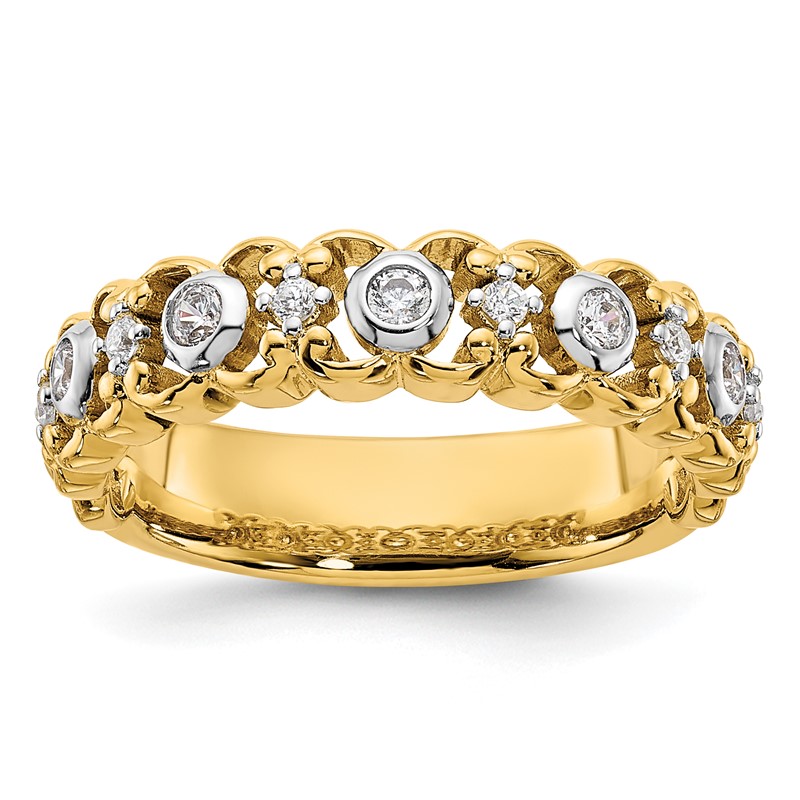 14k Two Tone 1/4 carat Lab Grown Diamond VS/SI+ G+ Complete Wedding Band