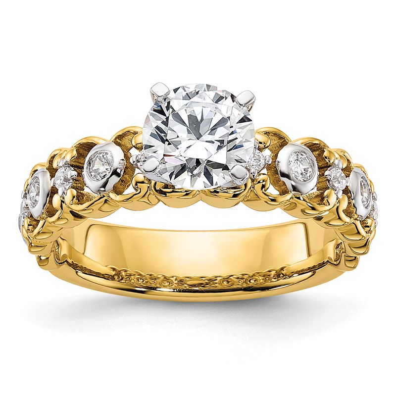 14k Two Tone 1/5 carat Lab Grown Diamond VS/SI+ G+ Semi Mount Peg Set Engagement Ring