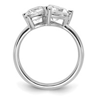14K White Gold 2.12 Carat Lab Grown Diamond VS+ F+ Round and Heart Complete Asymmetrical Two Stone Engagement Ring view 2