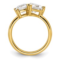 14K Yellow Gold Two Stone 1 Carat Round and 1.12 Carat Heart Ring Mounting view 2