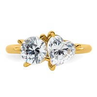 14K Yellow Gold Two Stone 1 Carat Round and 1.12 Carat Heart Ring Mounting view 4