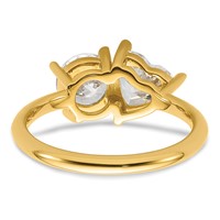 14K Yellow Gold Two Stone 1 Carat Round and 1.12 Carat Heart Ring Mounting view 5