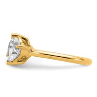 14K Yellow Gold 2.12 Carat Lab Grown Diamond VS+ F+ Round and Heart Complete Asymmetrical Two Stone Engagement Ring view 3