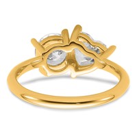 14K Yellow Gold 2.12 Carat Lab Grown Diamond VS+ F+ Round and Heart Complete Asymmetrical Two Stone Engagement Ring view 5