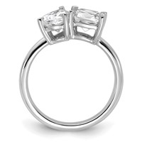 14K White Gold 2 Carat Lab Grown Diamond VS+ F+ Cushion and Pear Complete Asymmetrical Two Stone Engagement Ring view 2