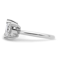 14K White Gold 2 Carat Lab Grown Diamond VS+ F+ Cushion and Pear Complete Asymmetrical Two Stone Engagement Ring view 3