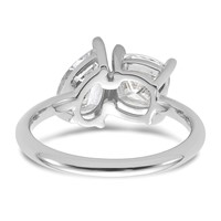 14K White Gold 2 Carat Lab Grown Diamond VS+ F+ Cushion and Pear Complete Asymmetrical Two Stone Engagement Ring view 5