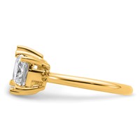 14K Yellow Gold 2 Carat Lab Grown Diamond VS+ F+ Cushion and Pear Complete Asymmetrical Two Stone Engagement Ring view 3
