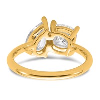 14K Yellow Gold 2 Carat Lab Grown Diamond VS+ F+ Cushion and Pear Complete Asymmetrical Two Stone Engagement Ring view 5