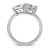 14K White Gold 2.12 Carat Lab Grown Diamond VS+ F+ Princess and Heart Complete Asymmetrical Two Stone Engagement Ring view 2