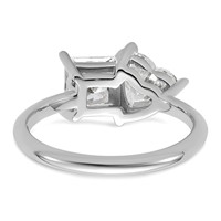 14K White Gold 2.12 Carat Lab Grown Diamond VS+ F+ Princess and Heart Complete Asymmetrical Two Stone Engagement Ring view 5