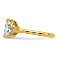 14K Yellow Gold 2.12 Carat Lab Grown Diamond VS+ F+ Princess and Heart Complete Asymmetrical Two Stone Engagement Ring view 3