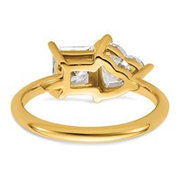 14K Yellow Gold 2.12 Carat Lab Grown Diamond VS+ F+ Princess and Heart Complete Asymmetrical Two Stone Engagement Ring view 5