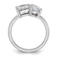 14K White Gold 2 Carat Lab Grown Diamond VS+ F+ Princess and Pear Complete Asymmetrical Two Stone Engagement Ring view 2
