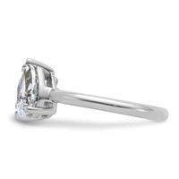 14K White Gold 2 Carat Lab Grown Diamond VS+ F+ Princess and Pear Complete Asymmetrical Two Stone Engagement Ring view 3