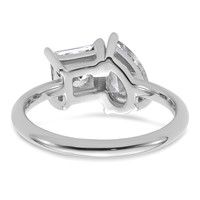 14K White Gold 2 Carat Lab Grown Diamond VS+ F+ Princess and Pear Complete Asymmetrical Two Stone Engagement Ring view 5