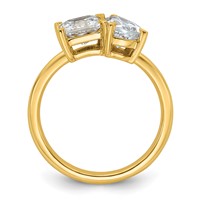 14K Yellow Gold 2 Carat Lab Grown Diamond VS+ F+ Princess and Pear Complete Asymmetrical Two Stone Engagement Ring view 2