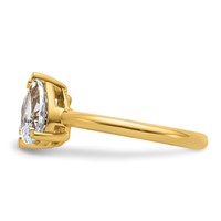 14K Yellow Gold 2 Carat Lab Grown Diamond VS+ F+ Princess and Pear Complete Asymmetrical Two Stone Engagement Ring view 3