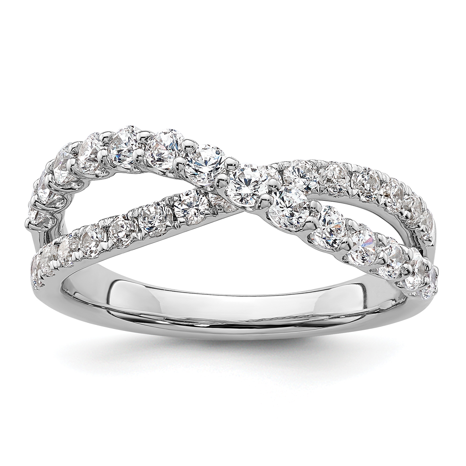 True Origin 14k White Gold 1 carat Lab Grown Diamond VS D E F Crisscross Band (RM9989-099-WLD)