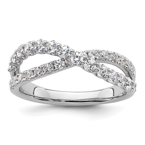 True Origin 14K White Gold 1 Carat Lab Grown Diamond VS+ F+ Complete Crisscross Band