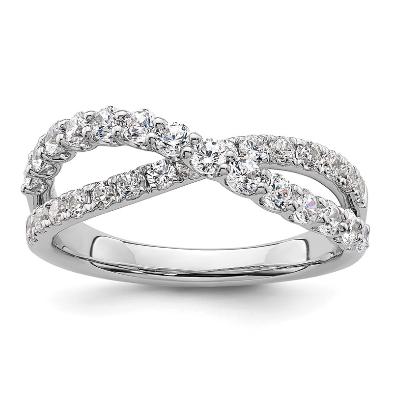 True Origin 14k White Gold 1 carat Lab Grown Diamond VS D E F Crisscross Band