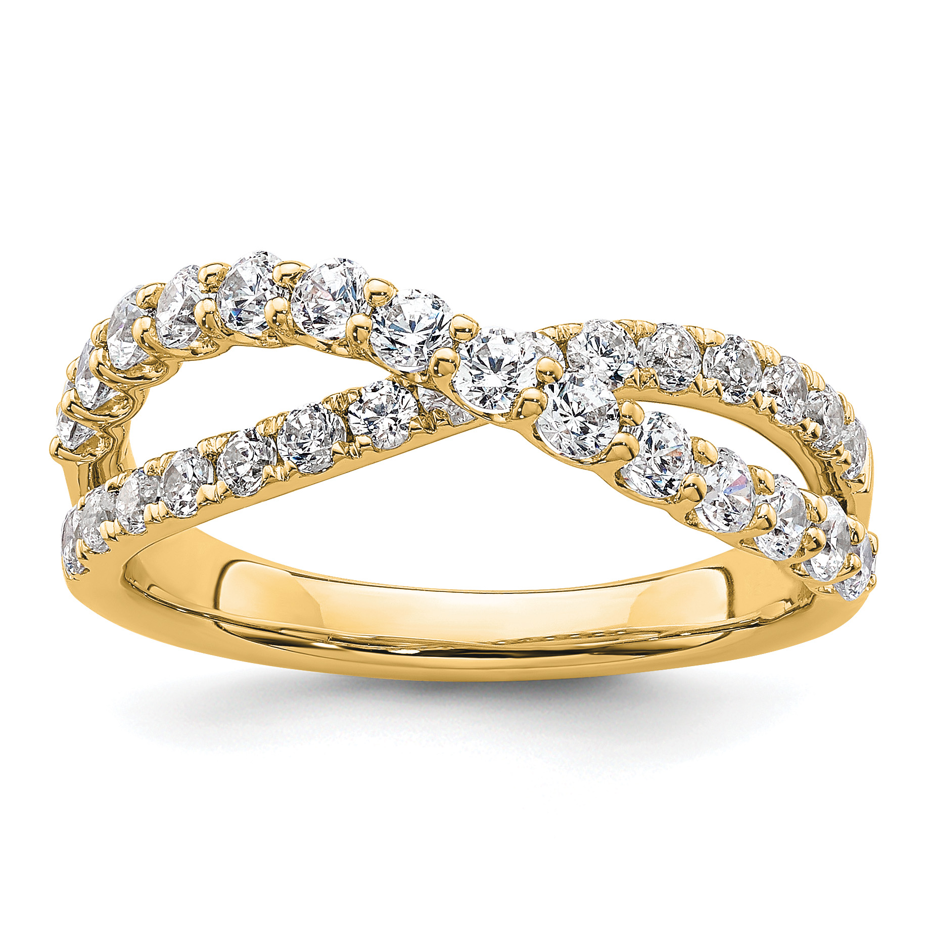 True Origin 14k 1 carat Lab Grown Diamond VS D E F Crisscross Band (RM9989-099-YLD)