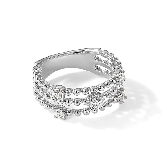 True Origin 14K White Gold 3/8 carat Lab Grown Diamond VS+ F+ Complete Triple Band