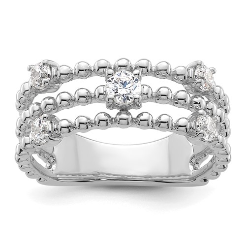 True Origin 14K White Gold 0.38 Carat Lab Grown Diamond VS+ F+ Complete Triple Band
