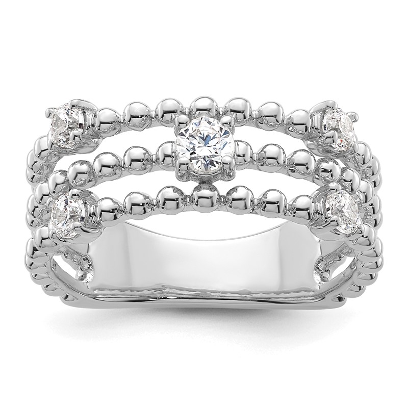 True Origin 14k White Gold 3/8 carat Lab Grown Diamond VS D E F Triple Band