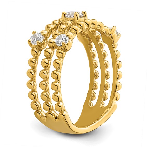 True Origin 14K Yellow Gold 3/8 carat Lab Grown Diamond VS+ F+ Complete Triple Band