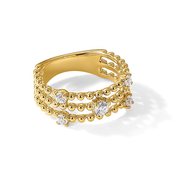 True Origin 14K Yellow Gold 3/8 carat Lab Grown Diamond VS+ F+ Complete Triple Band