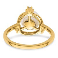 14K Yellow Gold 0.20 Carat Lab Grown Diamond VS SI+ G+ and 8.00 Mm Round Freshwater Cultured Pearl Ring view 5