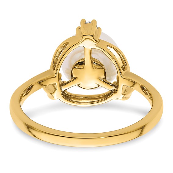 14k 1/5 carat Lab Grown Diamond VS/SI+ G+ and 8.00 mm Round Freshwater Cultured Pearl Ring