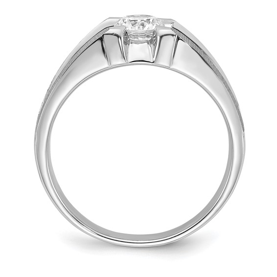 Sterling Silver Rhodium-plated Diamonore Satin and Polished Ring