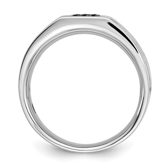 Sterling Silver Black CZ Grooved Mens Ring