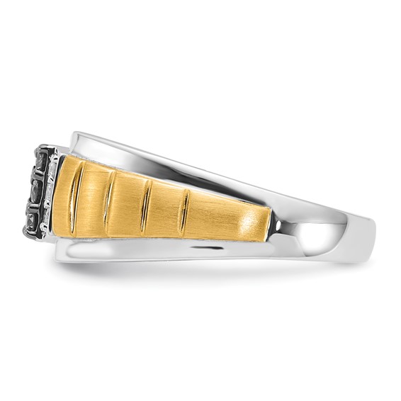 10K Two-tone Polished and Brushed White and Brown Diamond Ring