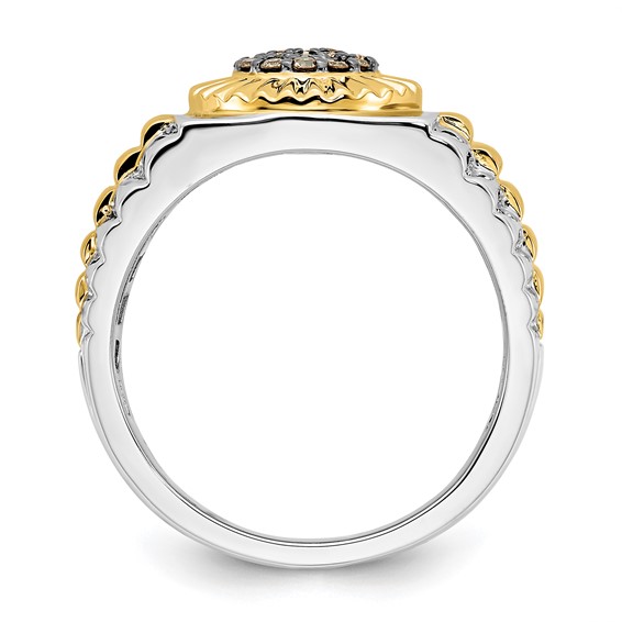 10k Two-tone Champagne Diamond Mens Ring