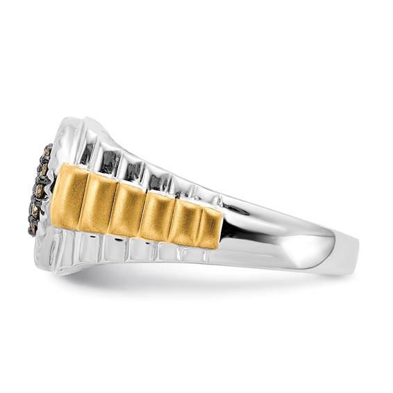 10k Two-tone Champagne Diamond Mens Ring