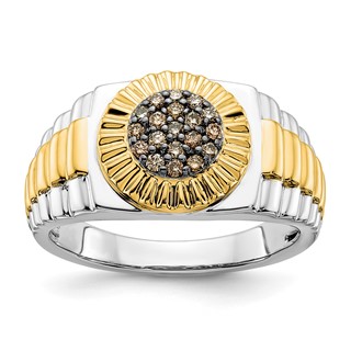 10k Two-tone Champagne Diamond Mens Ring