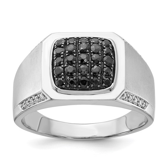 Sterling Silver Black Sapphire & Diamond Ring