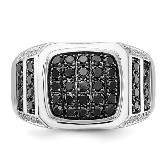 Sterling Silver Black Sapphire & Diamond Ring